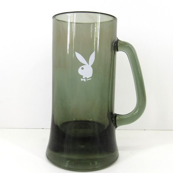 Playboy Bunny Green Smoked Glass 14 Oz Beer Stein 6 1/4 Inch Tall - Picture 1 of 7